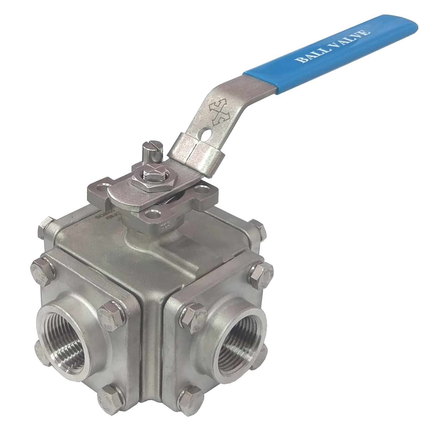 4-way ball valve, with ISO 5211 direct mounting pad