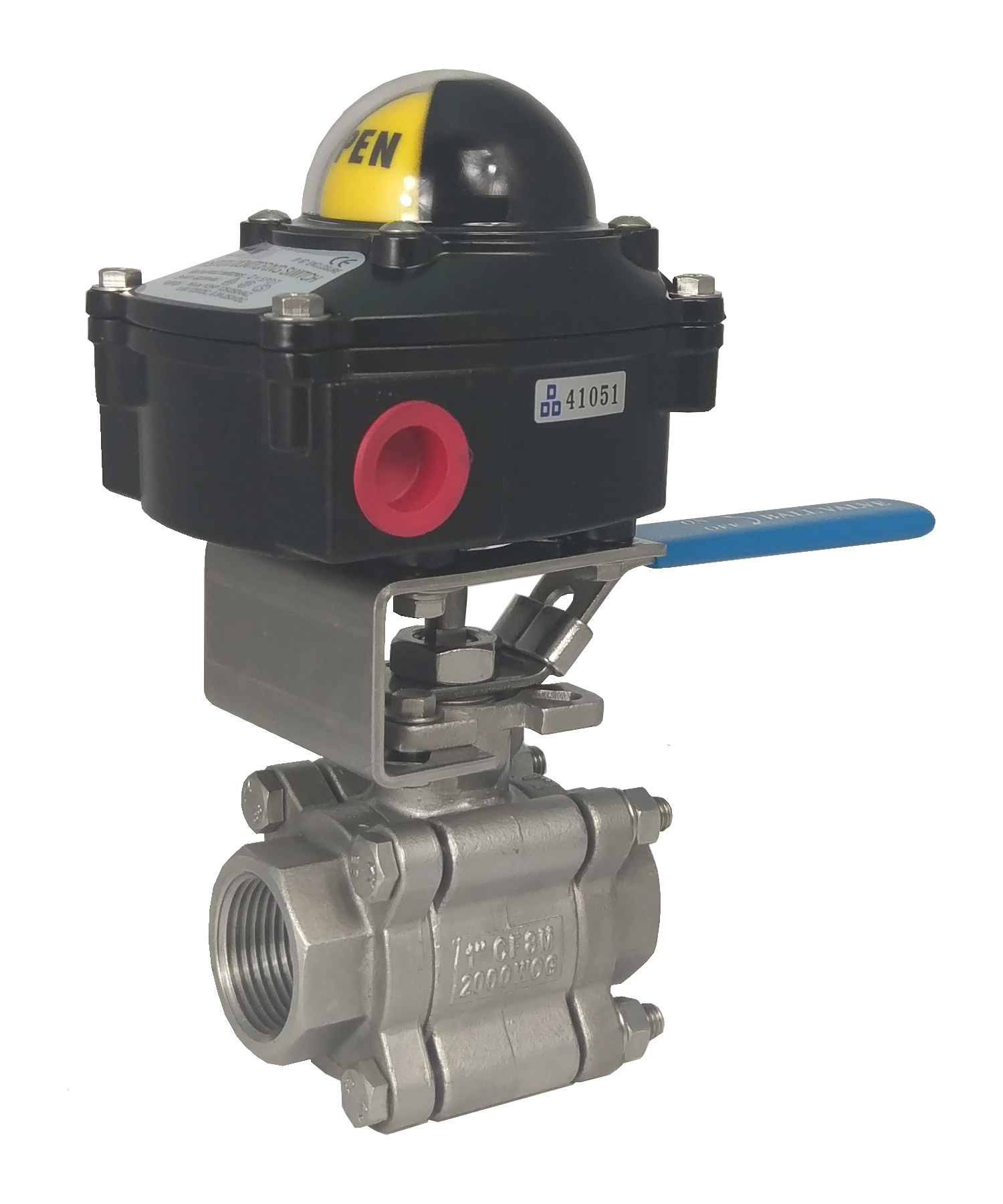 SINGLE Acting Pneumatic Actuator With Ball Valvemanual ball valve with limit switch box
